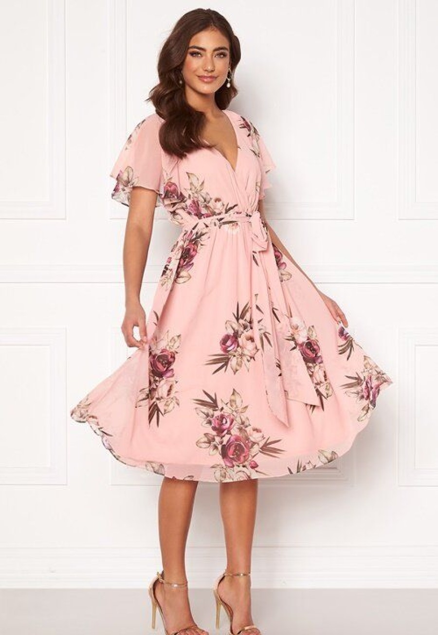 H T Goddiva Morsiusneitojen Mekot | Flutter Floral Midi Dress