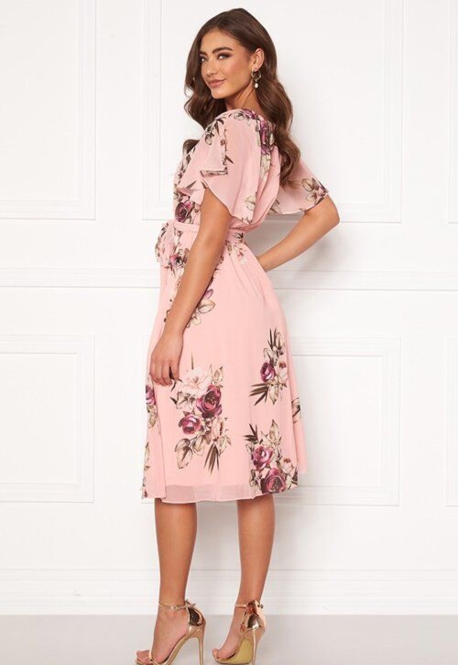 H T Goddiva Morsiusneitojen Mekot | Flutter Floral Midi Dress