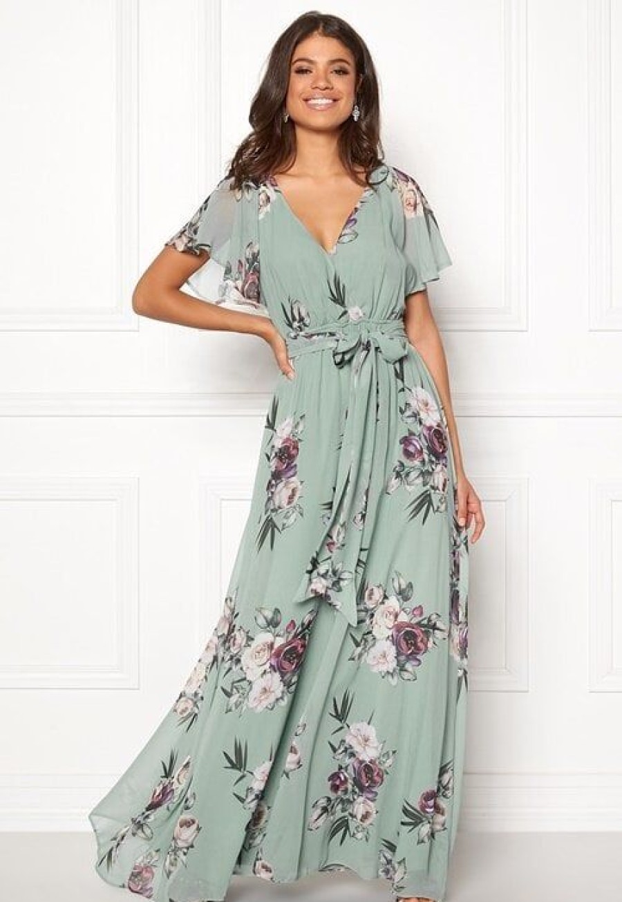 H T Goddiva Morsiusneitojen Mekot | Flutter Floral Maxi Dress