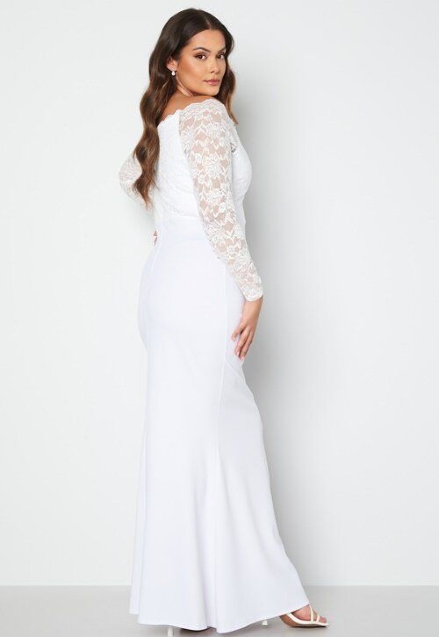 H T Goddiva Curve H Puvut | Long Sleeve Lace Trim Maxi Dress