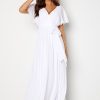 H T Goddiva H Puvut | Flutter Sleeve Chiffon Maxi Dress