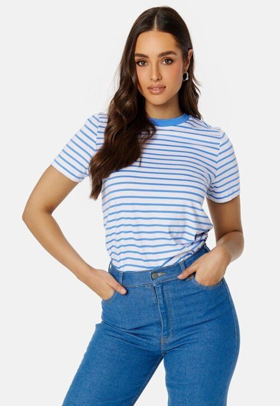 Topit & T-Paidat SELECTED FEMME | Essential Ss Stripe O-Neck Tee