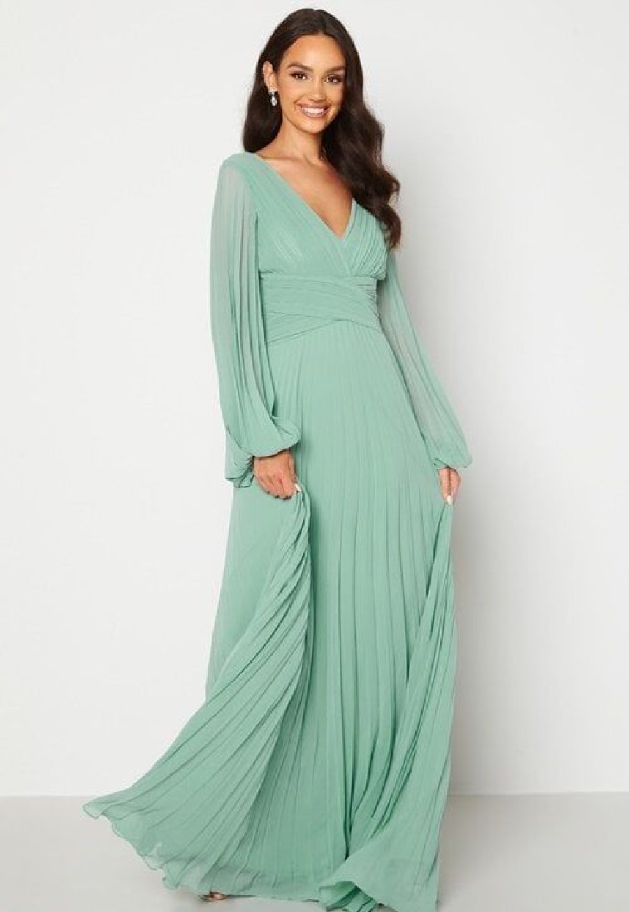 H T Goddiva Morsiusneitojen Mekot | Pleated Balloon Sleeve Maxi Dress