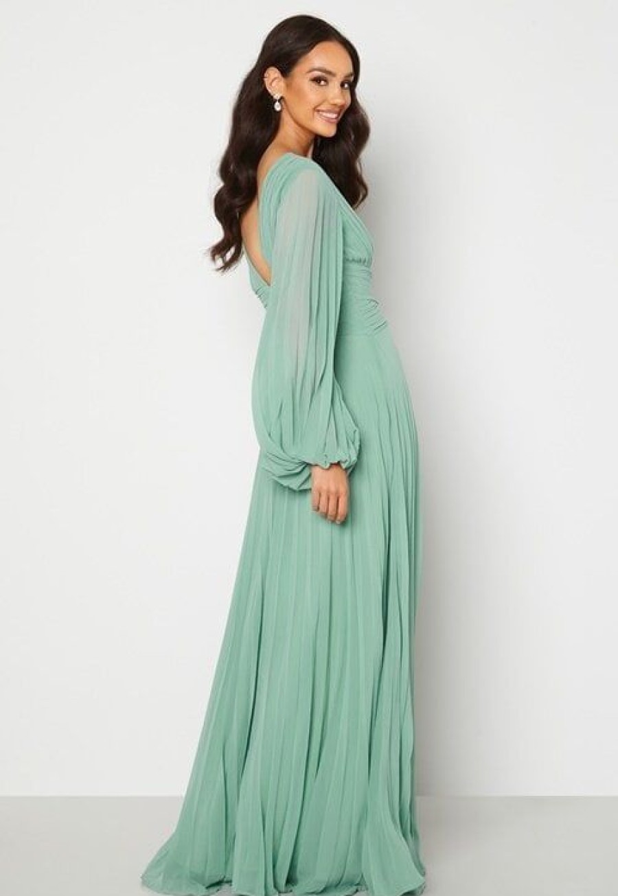 H T Goddiva Morsiusneitojen Mekot | Pleated Balloon Sleeve Maxi Dress