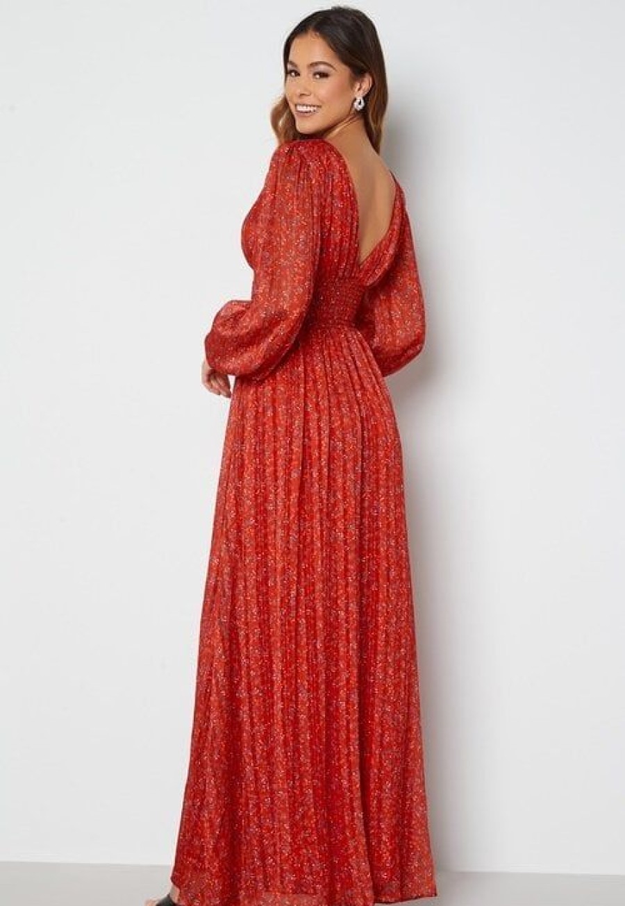 Joulu Goddiva Joulumekot | Ditsy Long Sleeve Shirred Maxi Dress