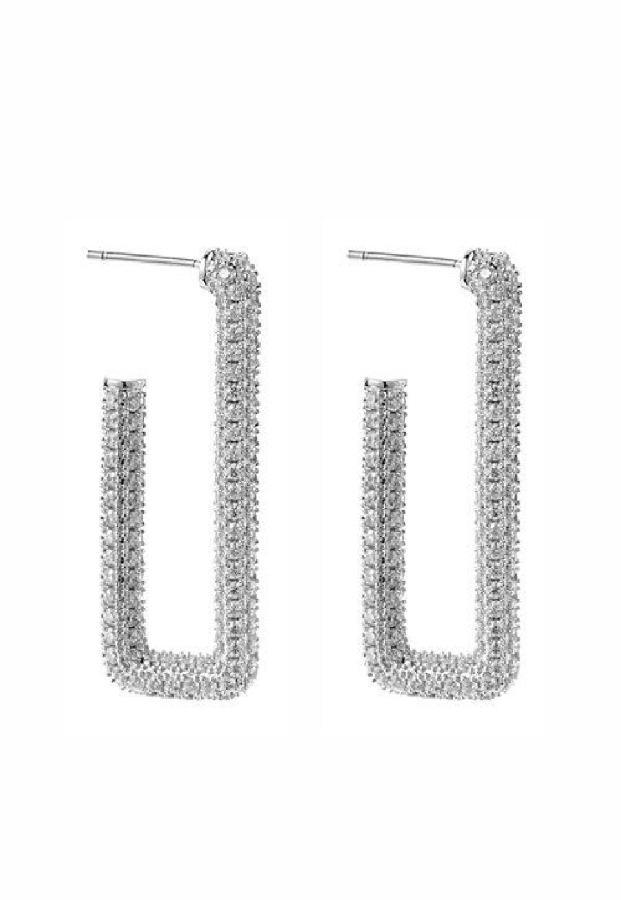 Asusteet BY JOLIMA | Monaco Rectangle Hoops Crystal