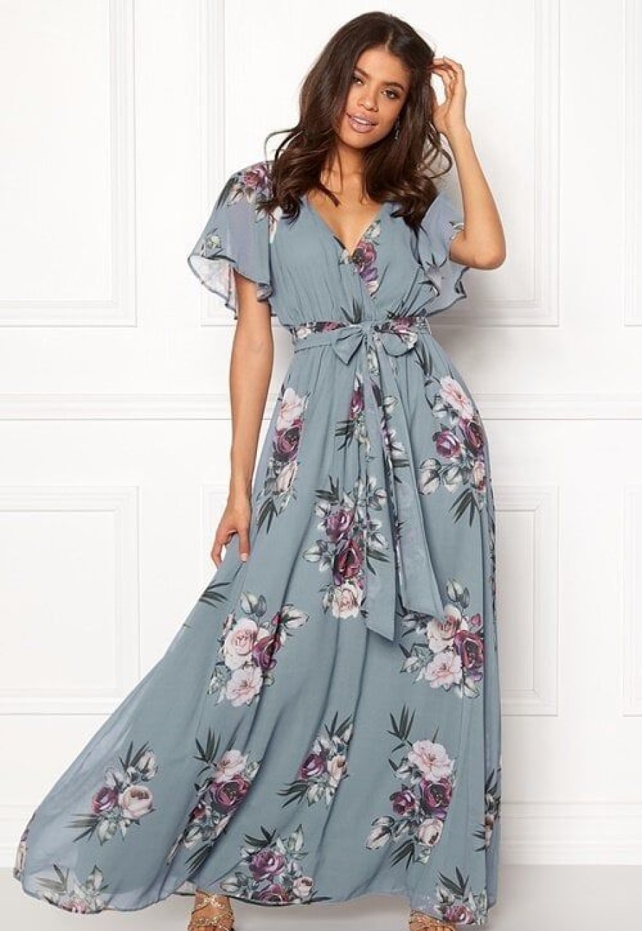 H T Goddiva Morsiusneitojen Mekot | Flutter Floral Maxi Dress